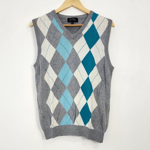 Le Chateau Argyle Sweater Vest Silk Cotton Blend Light Academia Tennis Prep Golf - Picture 1 of 9